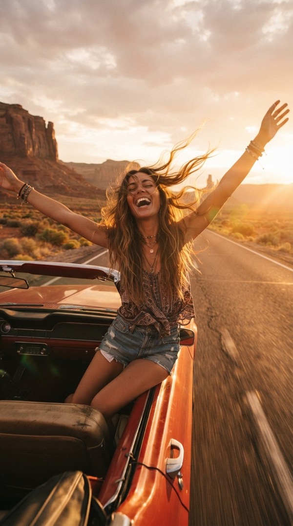 Convertible Road Trip AI video trend